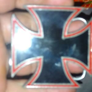 A used American biker belt buckle